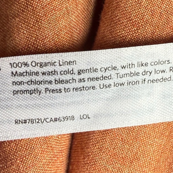 Eileen Fisher Orange Short Sleeve 100% Linen Top Sz M - Picture 6 of 6